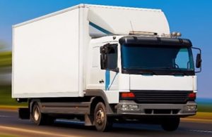 white 18 tonne box heavy goods vehicle